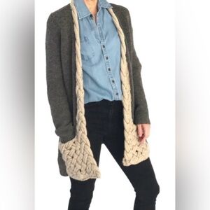 Anthropologie Sparrow Lambswool Open Front Cardigan Size L